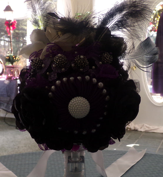 Back View Satin Flower is Purple