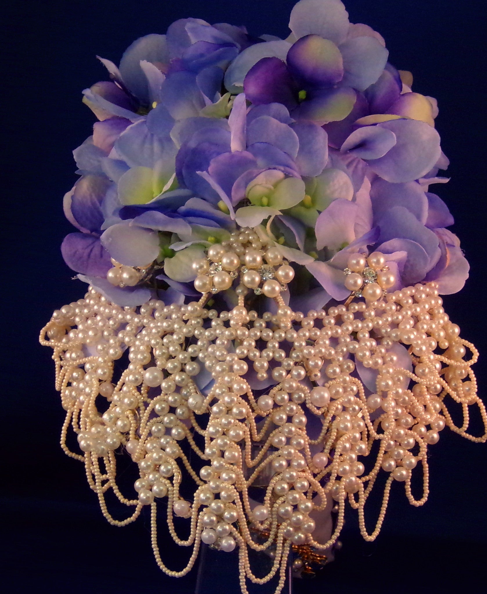 Wedding Bouquet - Blue Peacock Silk Hydrangea