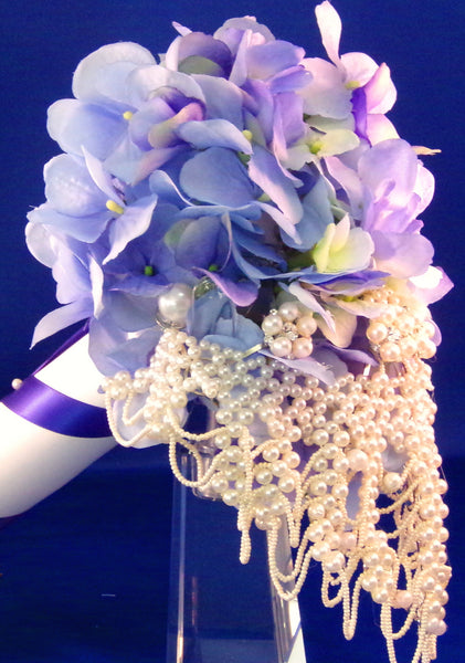 Wedding Bouquet - Blue Peacock Silk Hydrangea