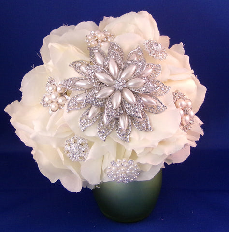 Wedding Bouquet - Dazzling White Pearl Silk Rose