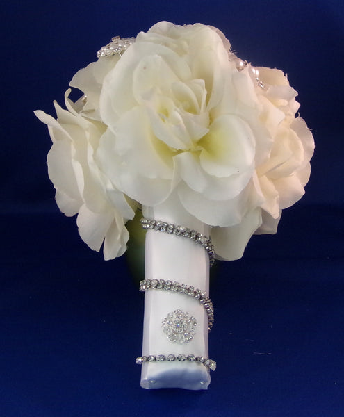 Wedding Bouquet - Dazzling White Pearl Silk Rose