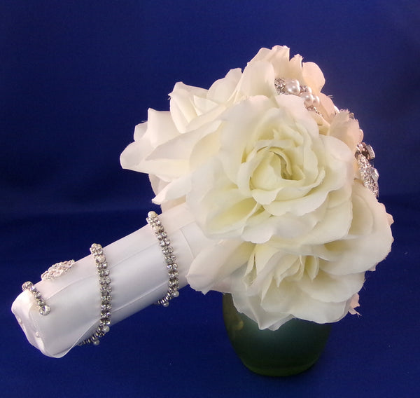 Wedding Bouquet - Dazzling White Pearl Silk Rose